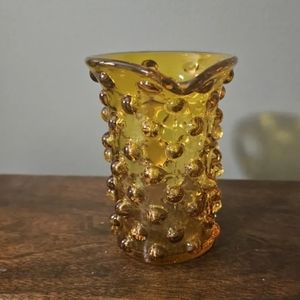 Vintage amber glass hobnail 4" pitcher/creamer
